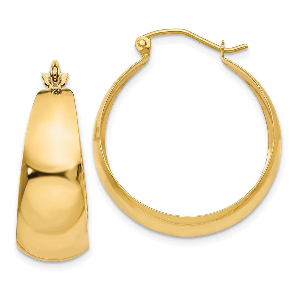 10K Yellow Gold Polished 10.5mm Tapered Hoop Earrings