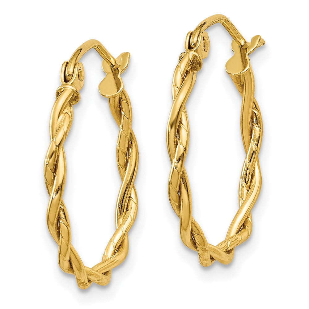 10K Yellow Gold Polished 2.25mm Twisted Hoop Earrings