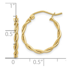 10K Yellow Gold Polished 2.25mm Twisted Hoop Earrings