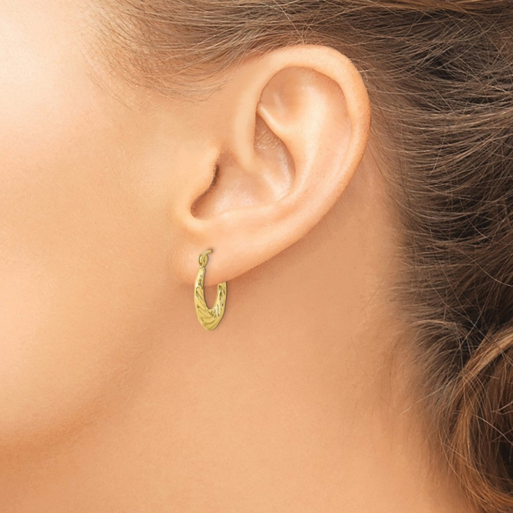 10K Yellow Gold Fancy Small Hoop Earrings