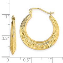 10K Yellow Gold Polished Hollow Greek Key Earrings