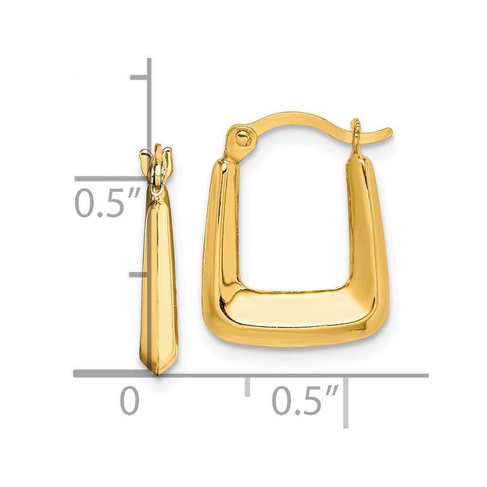 10K Yellow Gold Hollow Squared Hollow Hoop Earrings