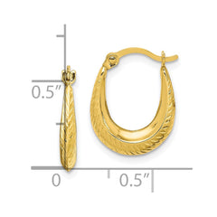 10K Yellow Gold Textured Hollow Hoop Earrings