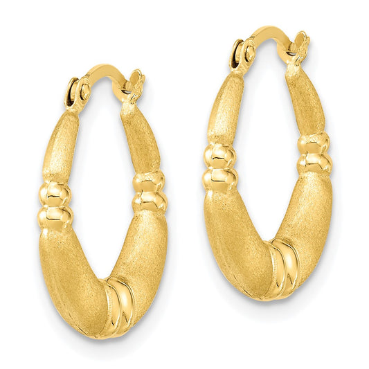10K Yellow Gold Polished and Satin Hoop Earrings