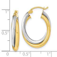10K Two-Tone Gold Polished Double Oval Hoop Earrings
