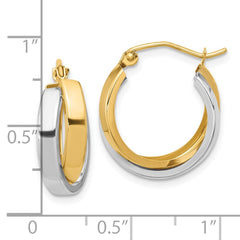 10K Two-Tone Gold Polished Double Hoop Earrings