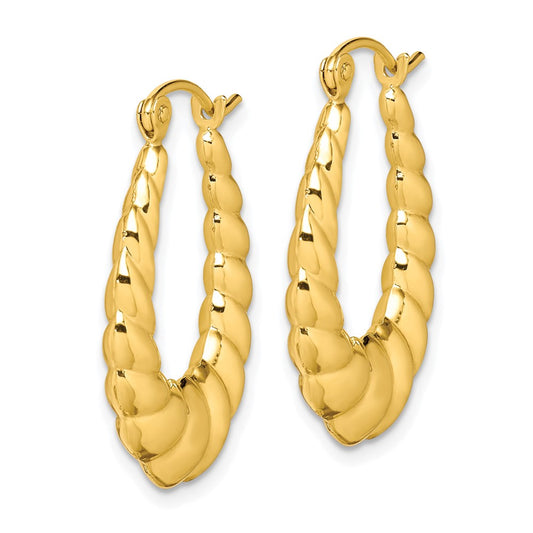 10K Yellow Gold Polished Twisted Hollow Hoop Earrings