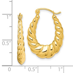 10K Yellow Gold Polished Twisted Hollow Hoop Earrings
