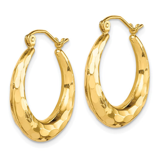 10K Yellow Gold Polished & Diamond-cut Hoop Earrings