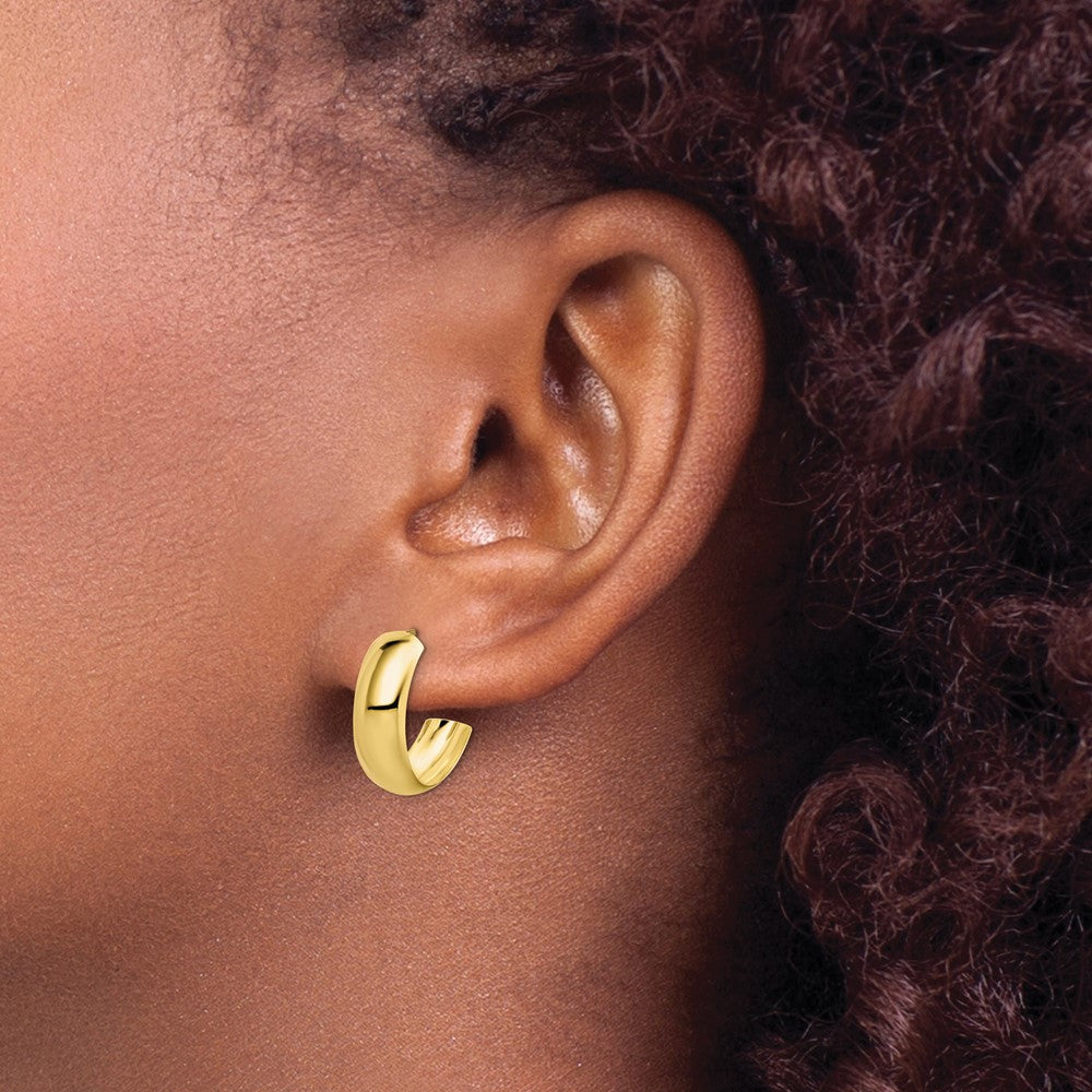 10K Yellow Gold Polished 6.5mm J-Hoop Earrings