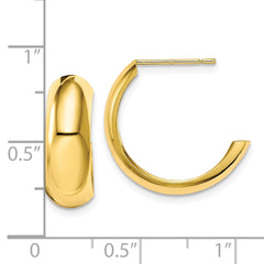 10K Yellow Gold Polished 6.5mm J-Hoop Earrings