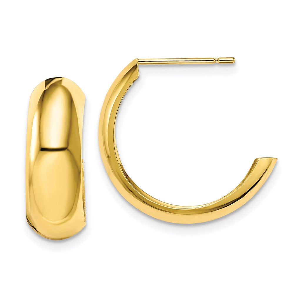 10K Yellow Gold Polished 6.5mm J-Hoop Earrings