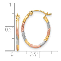 10K Tri-Color GoldDiamond-cut Hoop Earrings