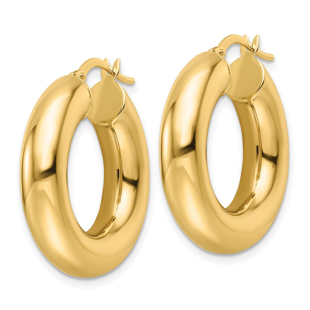 10K Yellow Gold Polished 6mm Hollow Round Tube Round Hoop Earrings