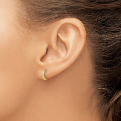 10K Yellow Gold Polished 1.5mm CZ Hinged Hoop Earrings