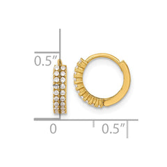 10K Yellow Gold Polished 2.5mm CZ Hinged Hoop Earrings
