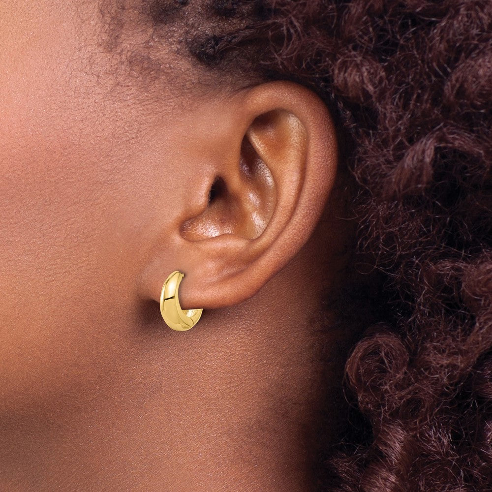 10K Yellow Gold Polished Hinged Huggie Hoop Earrings