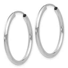 10K White Gold Polished Endless 2mm Hoop Earrings