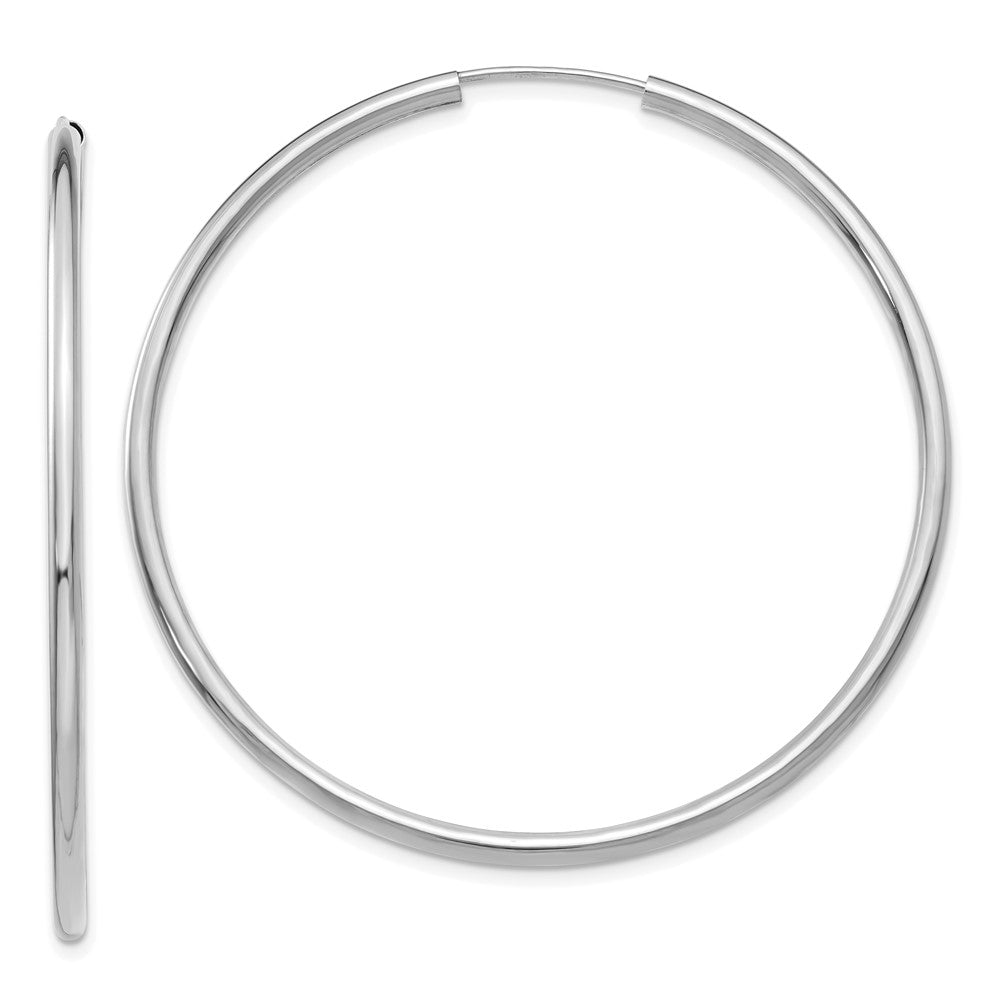 10K White Gold Polished Endless 2mm Hoop Earrings