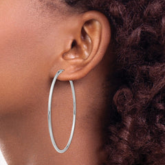10K White Gold Polished Endless 2mm Hoop Earrings