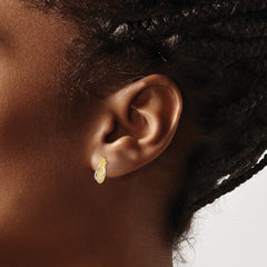 10K Yellow Gold & Rhodium Flip Flop Earrings