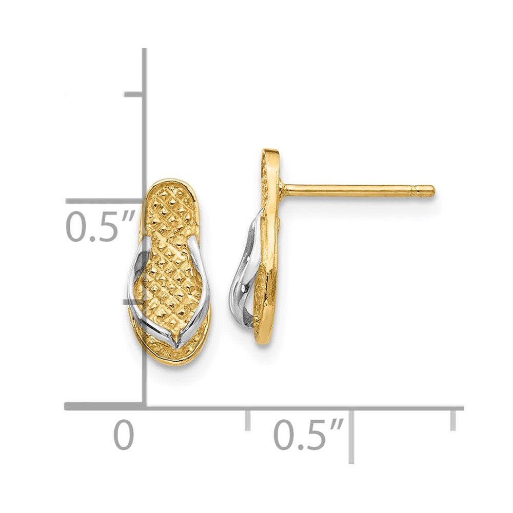 10K Yellow Gold & Rhodium Flip Flop Earrings