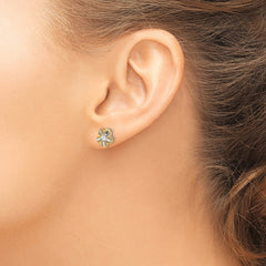 10K Yellow Gold & Rhodium Diamond-cut Flower Post Earrings