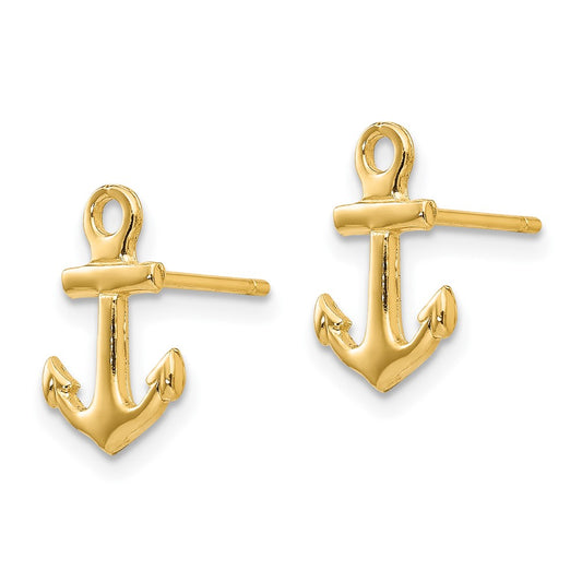 10K Yellow Gold Anchor Post Earrings