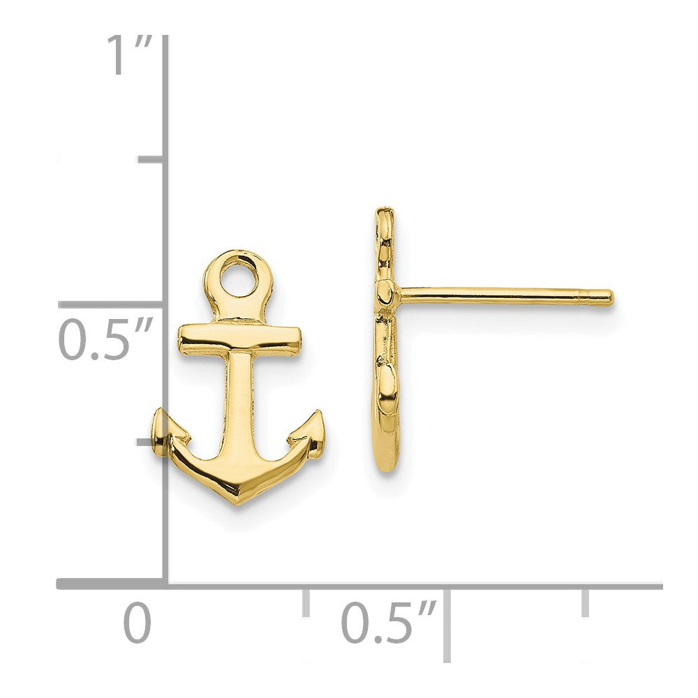 10K Yellow Gold Anchor Post Earrings