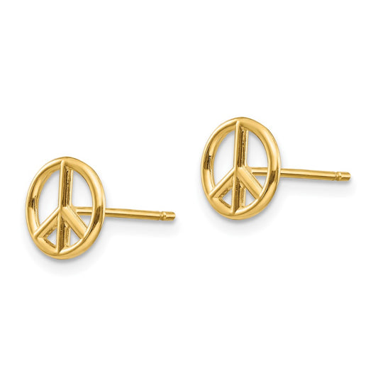 10K Yellow Gold Polished Peace Symbol Post Earrings