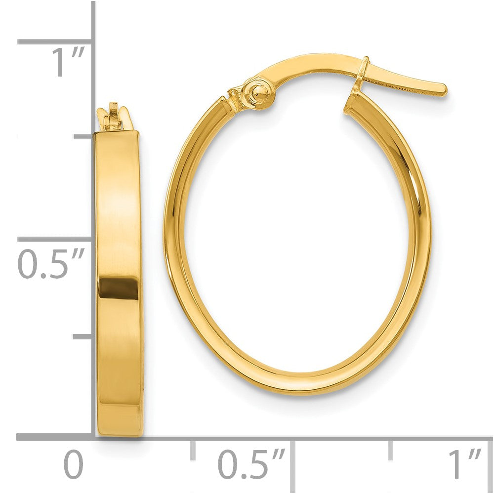 10K Yellow Gold Oval Hoop Earrings