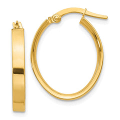 10K Yellow Gold Oval Hoop Earrings