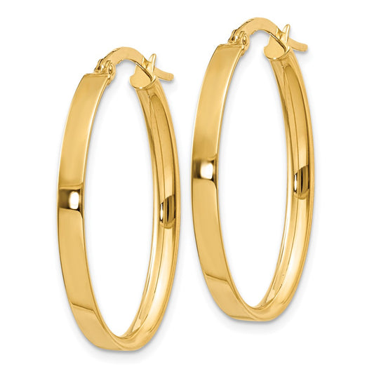 10K Yellow Gold 3mm Oval Hoop Earrings