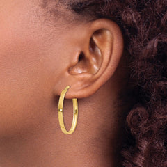 10K Yellow Gold 3mm Oval Hoop Earrings