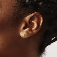 10K Yellow Gold Polished Butterfly Post Earrings