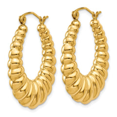 10K Yellow Gold Polished Scalloped Hoop Earrings