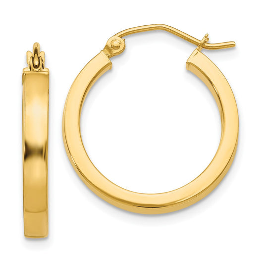10K Yellow Gold 2x3mm Square Tube Hoops