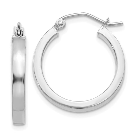 10K White Gold 2x3mm Rectangle Tube Hoop