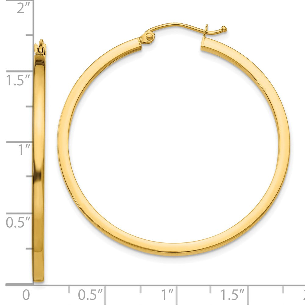 10K Yellow Gold 2mm Square Tube Hoop Earrings