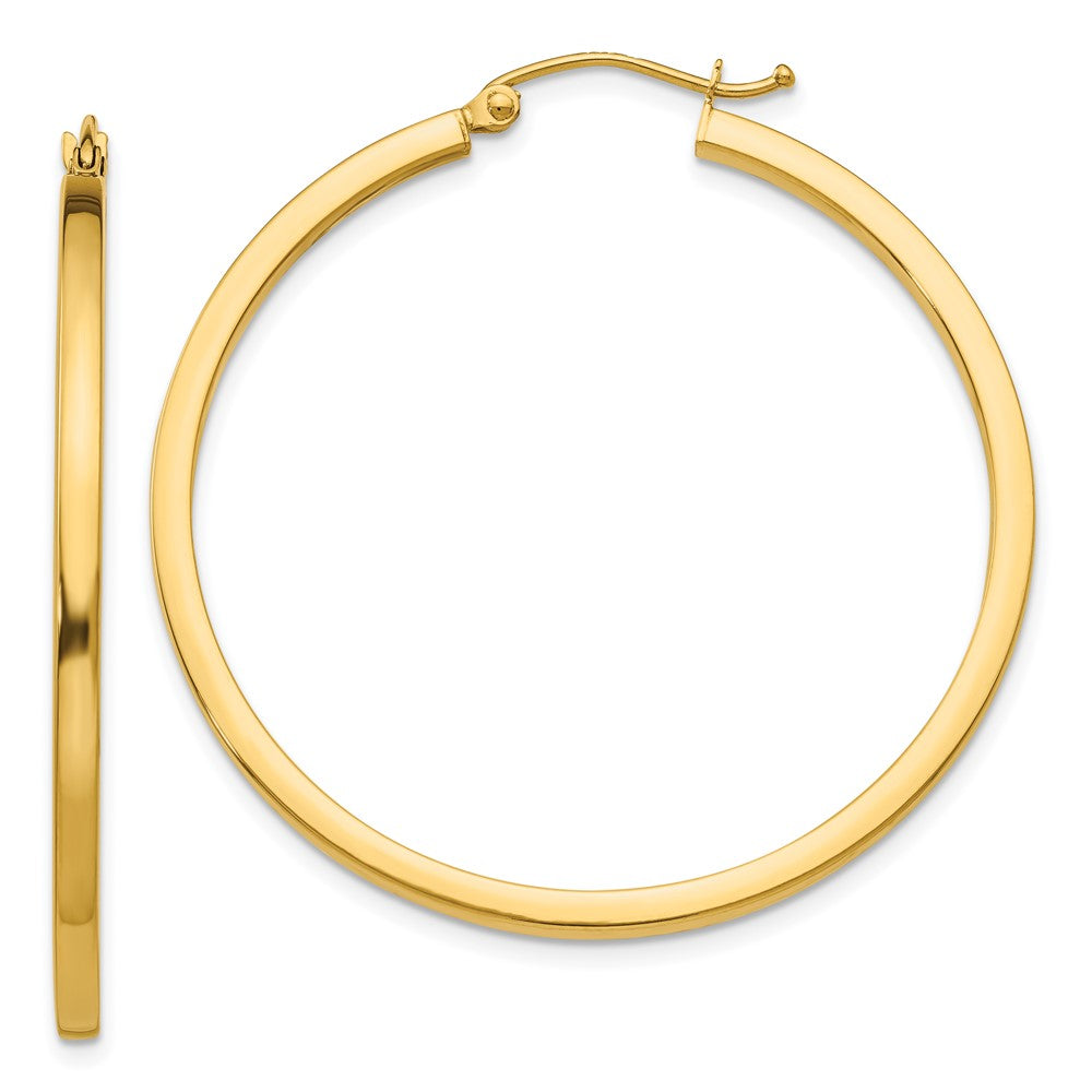 10K Yellow Gold 2mm Square Tube Hoop Earrings