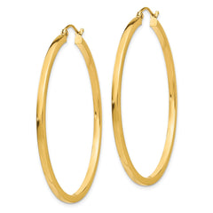 10K Yellow Gold 2mm Square Tube Hoop Earrings