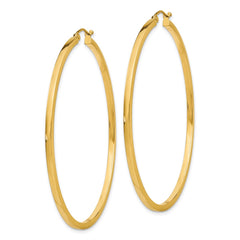 10K Yellow Gold 2mm Square Tube Hoop Earrings