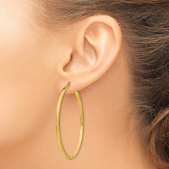 10K Yellow Gold 2mm Square Tube Hoop Earrings