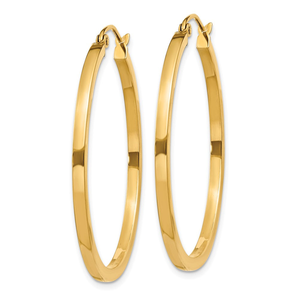 10K Yellow Gold 2mm Square Tube Hoop Earrings