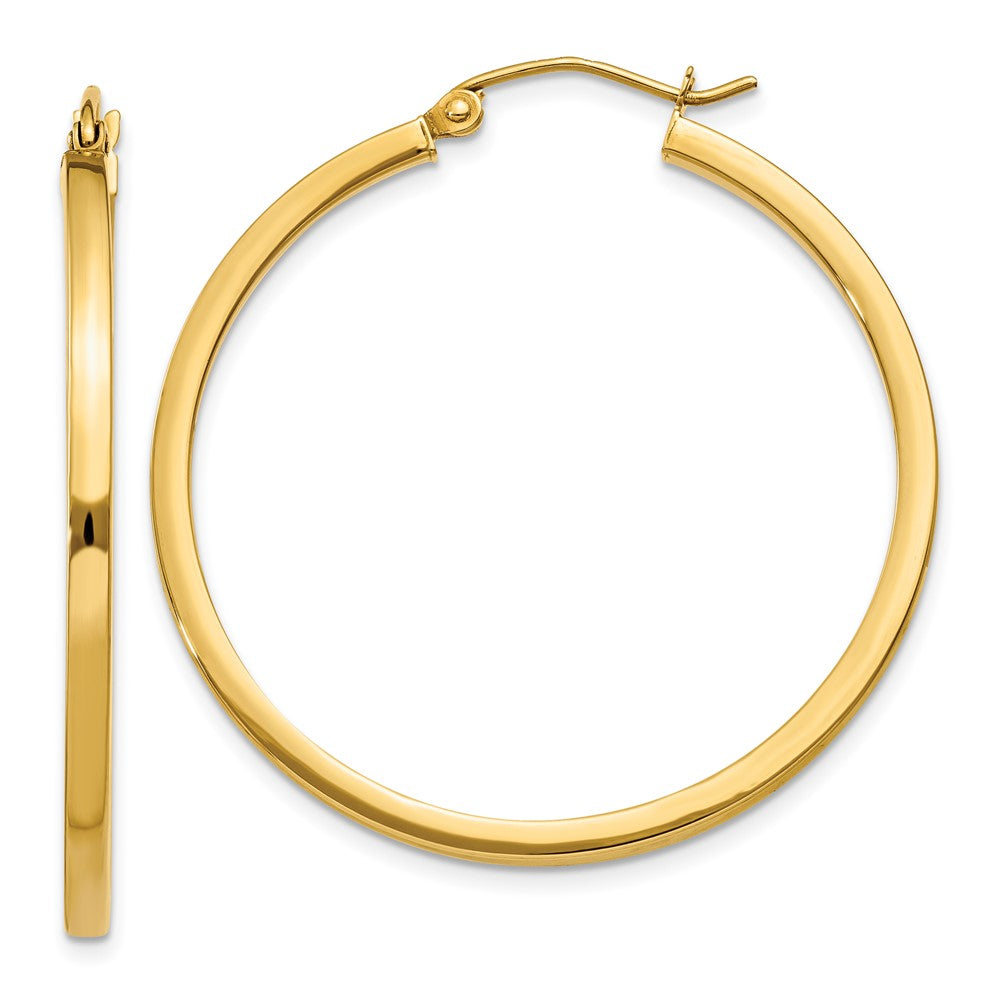 10K Yellow Gold 2mm Square Tube Hoop Earrings