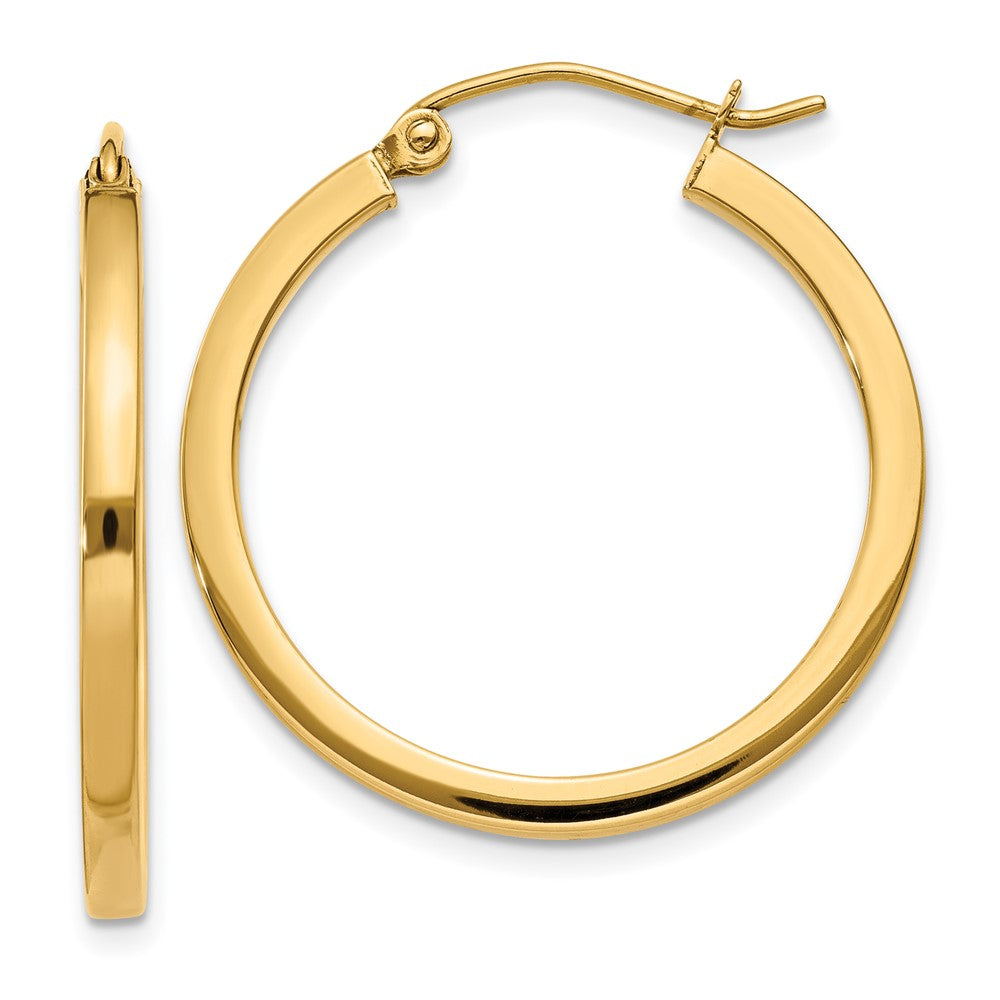 10K Yellow Gold 2mm Square Tube Hoop Earrings