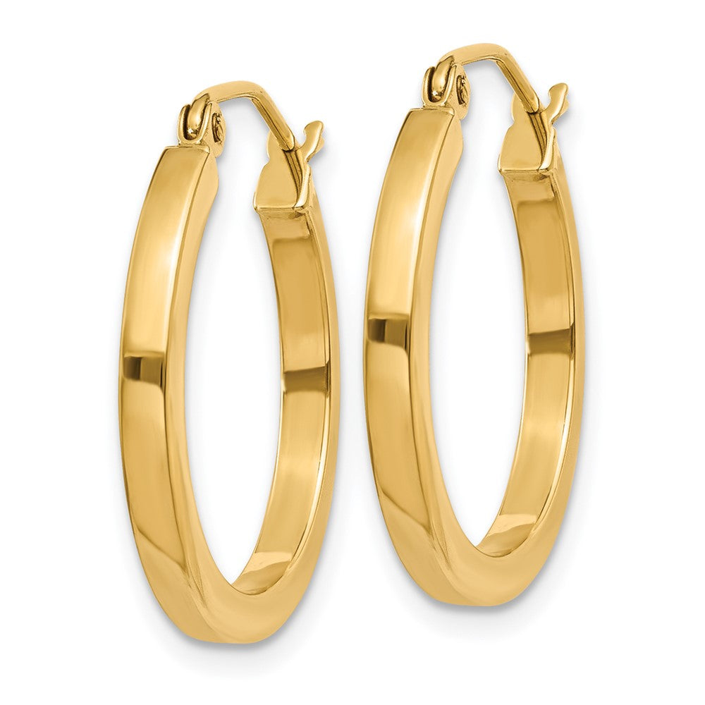 10K Yellow Gold 2mm Square Tube Hoop Earrings