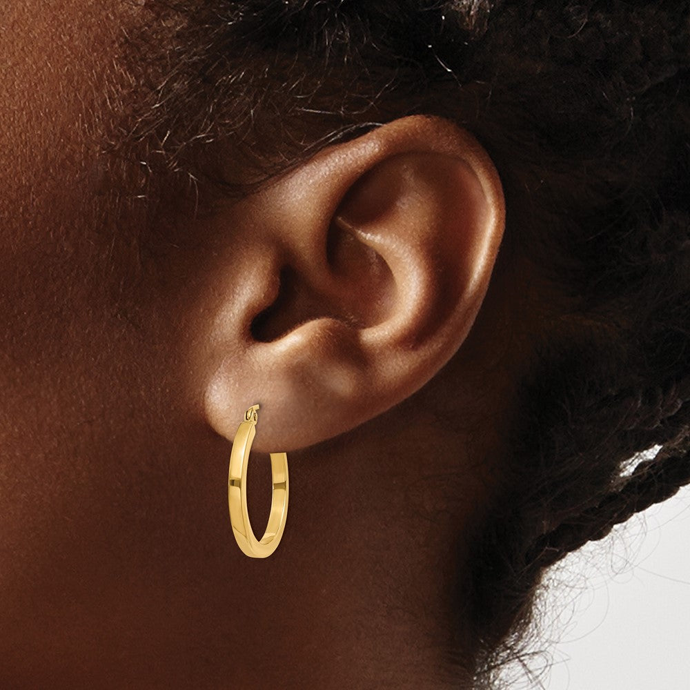 10K Yellow Gold 2mm Square Tube Hoop Earrings