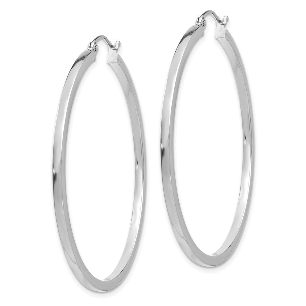 10K White Gold 2mm Square Tube Hoops