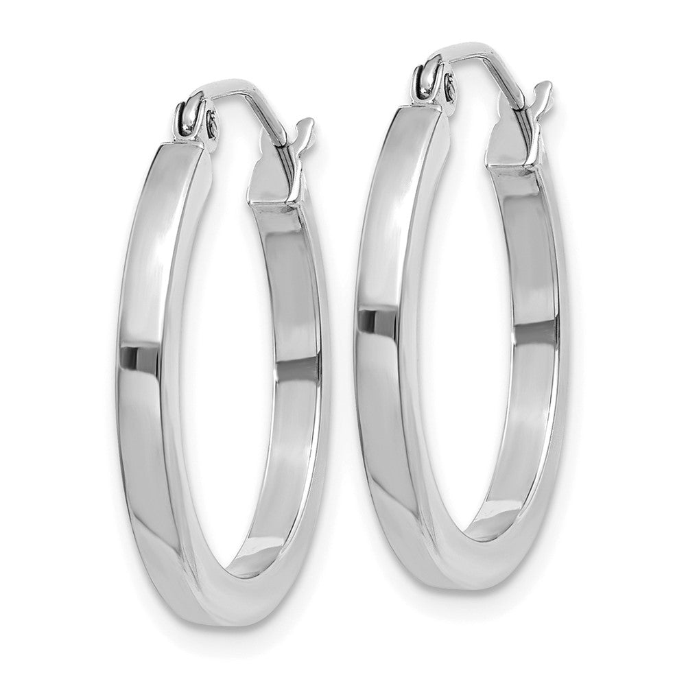 10K White Gold 2mm Square Tube Hoops